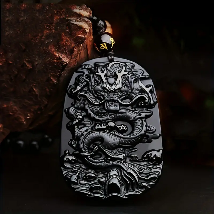 The Dragon Guardian Obsidian Pendant