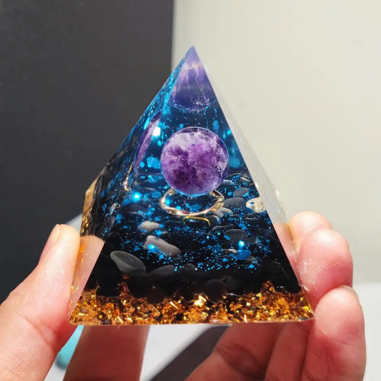 Orgonite Pyramid Purple Crystal Sphere
