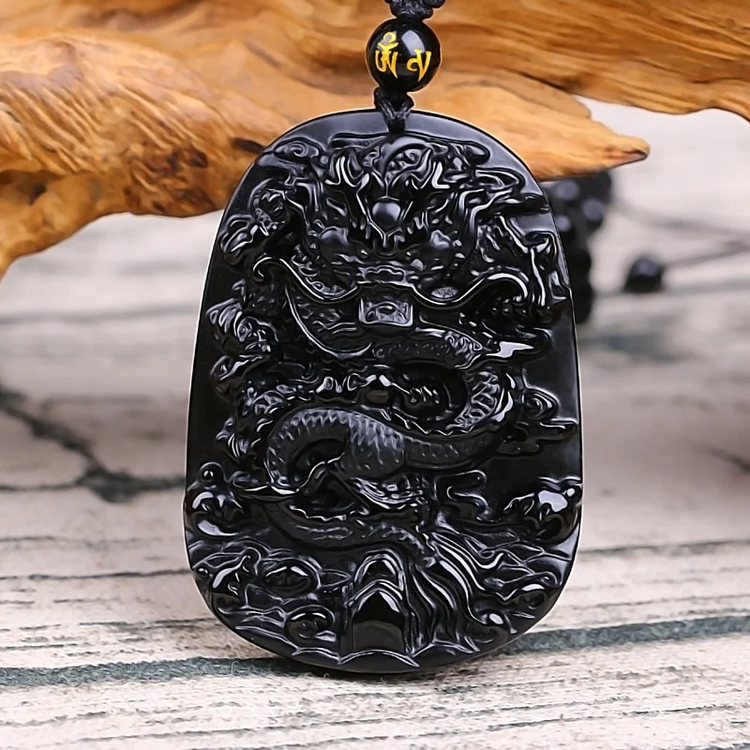 The Dragon Guardian Obsidian Pendant